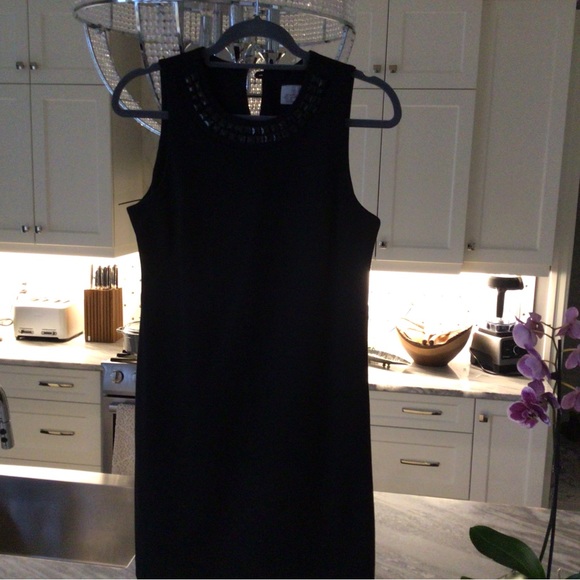 Jesse Ryan mod A line little black dress with mod stones at throat size small🖤 - Picture 10 of 17